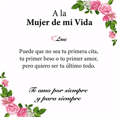 Tarjeta dedicatoria "Mujer de mi vida"